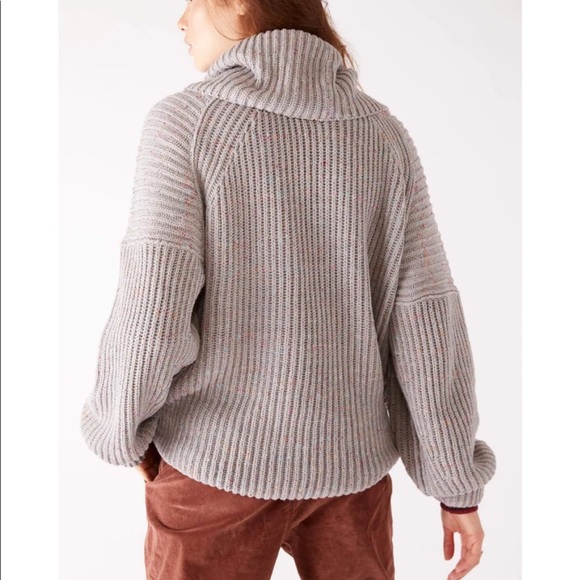 FREE PEOPLE LEO TUNIC SILVER GLEAM COMBO SWEATER - Picture 2 of 15